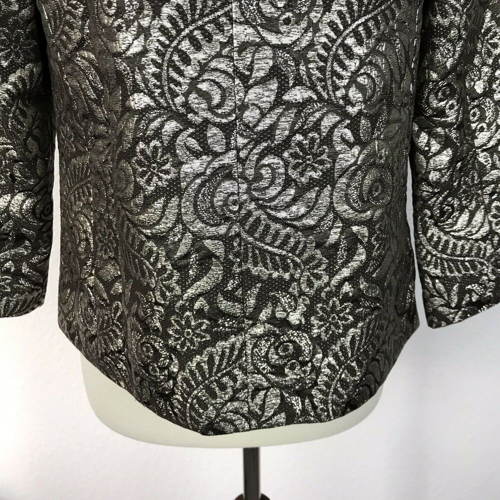 Banana Republic Jacket Women S Blazer Floral Metallic Brocade Silk Blend Evening - Picture 9 of 11